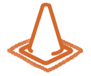 Cone standing inside chalk outline